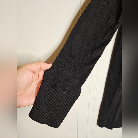 Gap Black Cotton Open Front Long Sleeve Waffle Knit Front Cardigan Sz S EUC - Picture 4 of 13